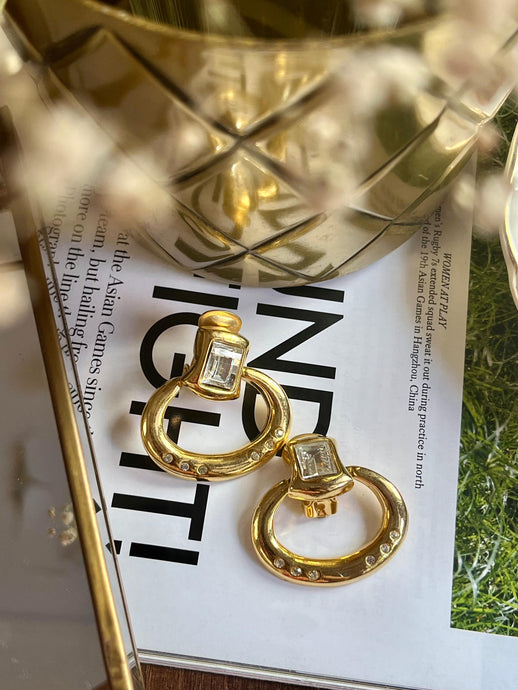 Vintage Diamond Interlocked Hoops