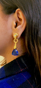 Vintage Art Deco Style Blue Stone Earrings