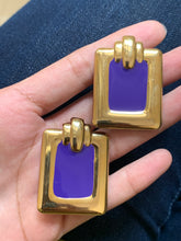 Load image into Gallery viewer, Vintage Blue Rectangular Block Earrings