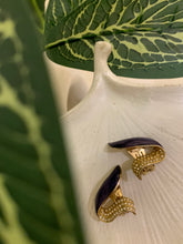 Load image into Gallery viewer, Vintage Blue Enamel Wave Diamond Earrings