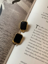 Load image into Gallery viewer, Vintage Black Enamel Block Earrings