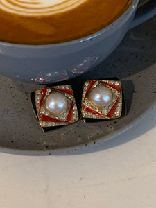 Vintage Pearl Pyramid Earrings