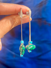 Load image into Gallery viewer, Malachite And Turquoise Diamond Danglers