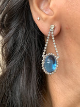 Load image into Gallery viewer, Vintage Sea Blue Diamonte Dangler Earrings