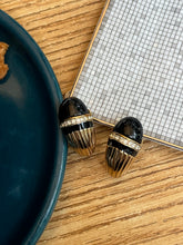 Load image into Gallery viewer, Vintage Black Enamel Lined Hoop Earrings