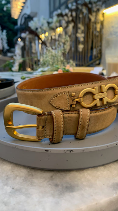 Vintage Salvatore Ferragamo Logo Suede Belt