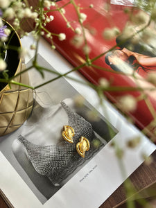 Vintage Gold Brushed Diamond Earrings