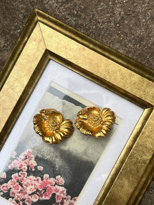 Vintage Kenzo Gold Flower Earrings