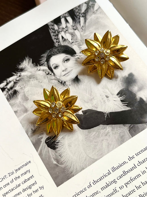 Vintage Gold Sunflower Studs