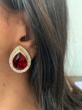 Load image into Gallery viewer, Vintage Ruby Diamond Drop Earrings