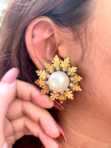 Vintage Pearl Snowflake Earrings