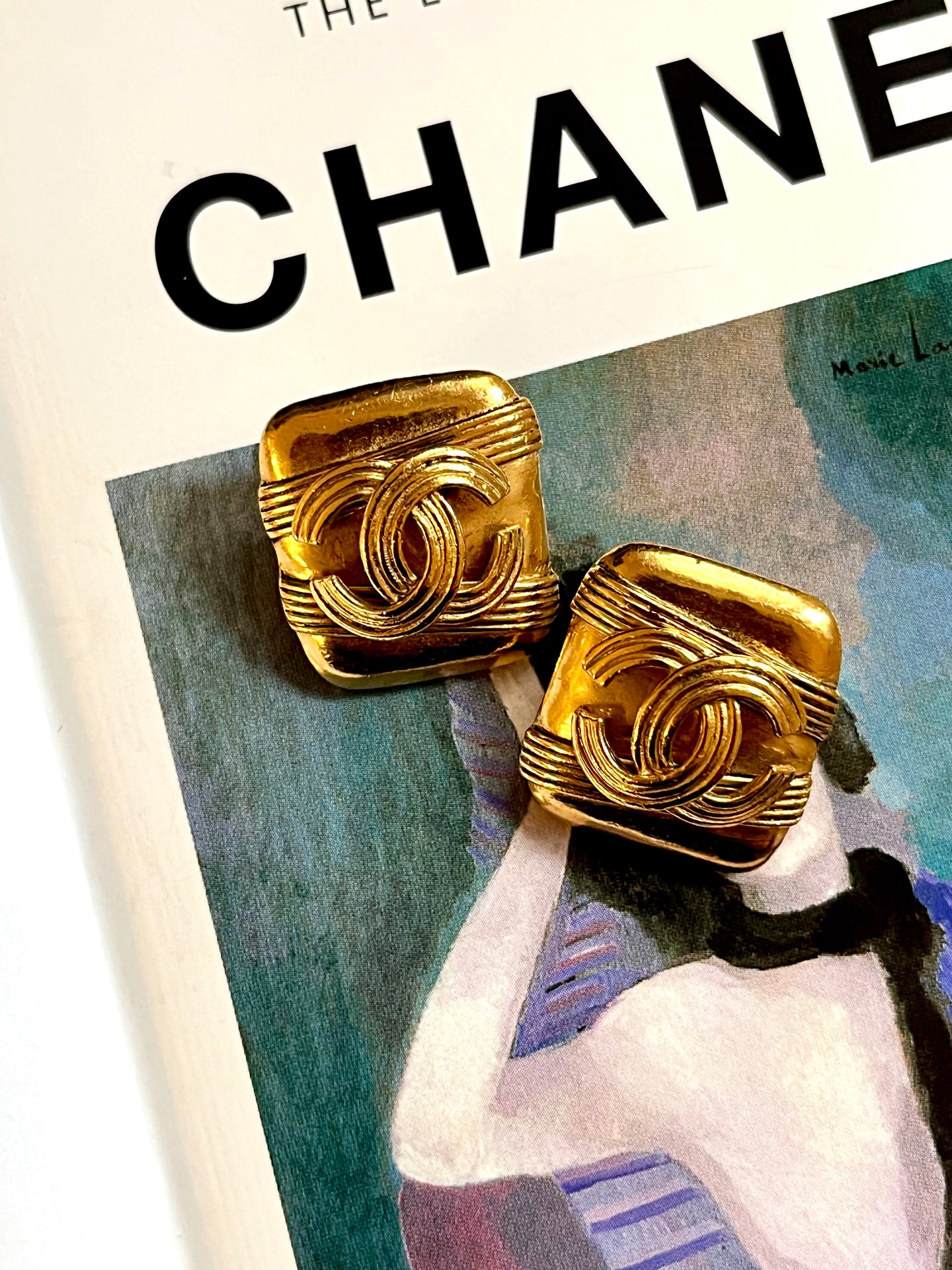 Vintage Chanel CC Sqaure Earrings