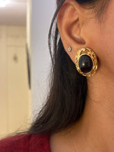 Load image into Gallery viewer, Vintage Black Oval Art Deco Earrings