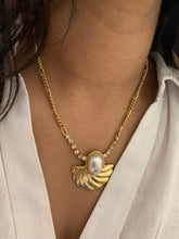 Load image into Gallery viewer, Vintage Diamond Pearl Fan Figaro Necklace