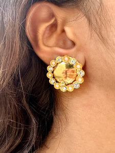 Vintage Gold Flower Pearl Earrings
