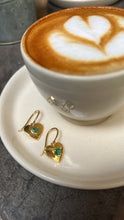 Load image into Gallery viewer, Emerald Puffy Heart Earrings