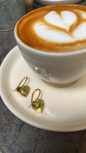 Emerald Puffy Heart Earrings