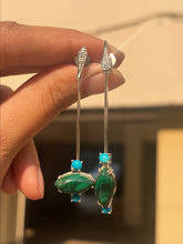 Load image into Gallery viewer, Malachite And Turquoise Diamond Danglers