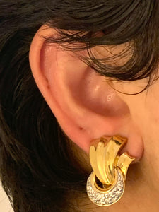 Vintage Gold Gem Wave Earrings