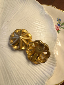 Vintage Chunky Gold Flower Earrings