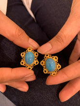 Load image into Gallery viewer, Vintage Turquoise Filigree Earrings