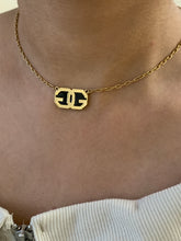 Load image into Gallery viewer, Vintage Givenchy Black Enamel G necklace