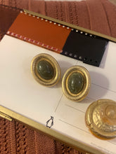 Load image into Gallery viewer, Vintage Green Stone Chunky Button Earrings