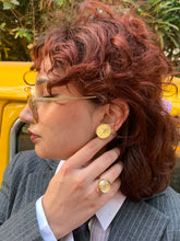 Load image into Gallery viewer, Vintage Hermès Gold Clou De Selle Logo Earrings