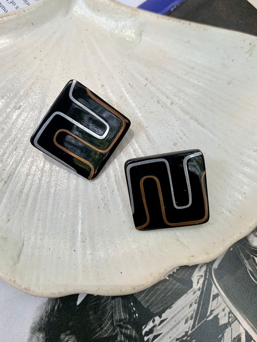 Vintage Abstract Square Earrings
