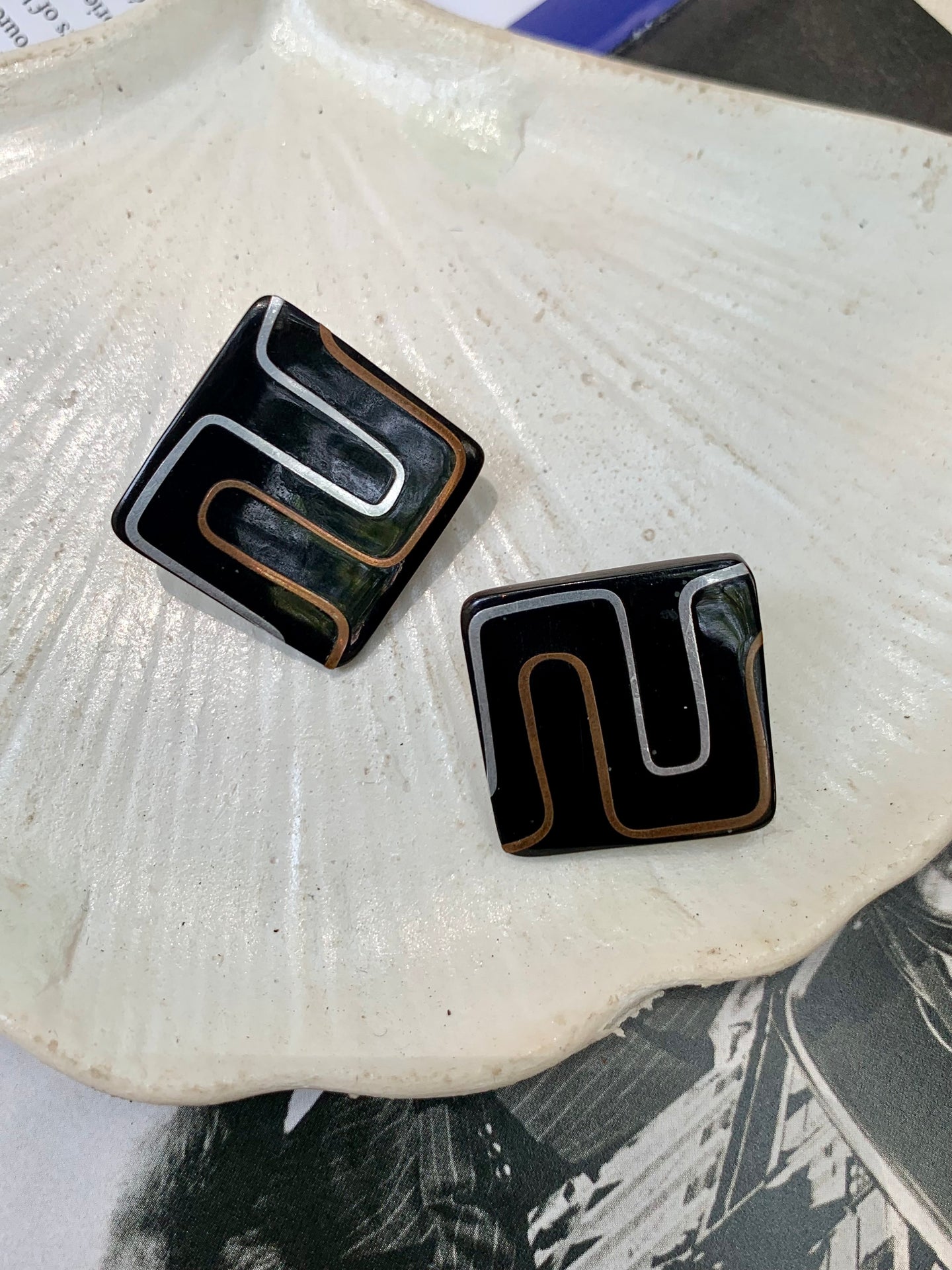 Vintage Abstract Square Earrings