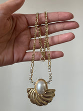 Load image into Gallery viewer, Vintage Diamond Pearl Fan Figaro Necklace