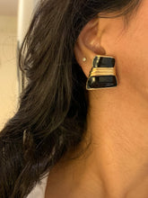 Load image into Gallery viewer, Vintage Black Enamel Haystack Earrings