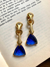 Load image into Gallery viewer, Vintage Art Deco Style Blue Stone Earrings