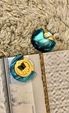 Load image into Gallery viewer, Vintage Blue Enamel Earrings