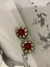 Load image into Gallery viewer, Vintage Victorian Red Silver Diamond Earrings