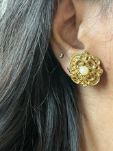 Load image into Gallery viewer, Vintage Antique Gold Floral Pearl Earringss