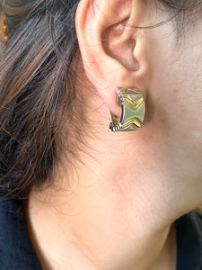 Vintage Silver And Gold Patterned Earrings
