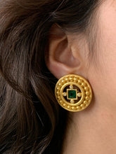 Load image into Gallery viewer, Vintage Givenchy Green Stone Earrings