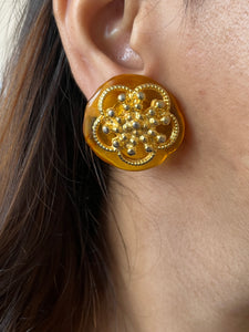 Vintage Citrine Patterned Earrings