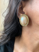 Load image into Gallery viewer, Vintage Chunky Pearl &amp; Diamond Earrings