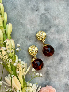 Vintage Murano Glass Flower Earrings