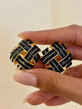Load image into Gallery viewer, Vintage Enamel Criss Cross Earrings