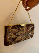 Load image into Gallery viewer, Vintage Brown Hand Stitched Sequenced Bag