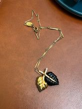 Load image into Gallery viewer, Vintage Nina Ricci Black &amp; Gold Enamel Leaf Necklace