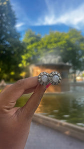 Vintage Silver Mini Pearl Flower Earrings
