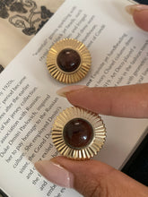 Load image into Gallery viewer, Vintage Brown Arc Sphere Earrings