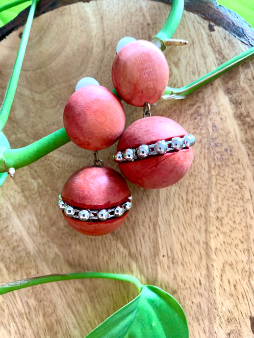 Vintage Red Ball Earrings