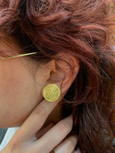 Load image into Gallery viewer, Vintage Hermès Gold Clou De Selle Logo Earrings