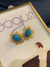 Load image into Gallery viewer, Vintage Turquoise Filigree Earrings