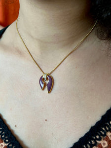 Vintage Purple Enamel Horseshoe Necklace
